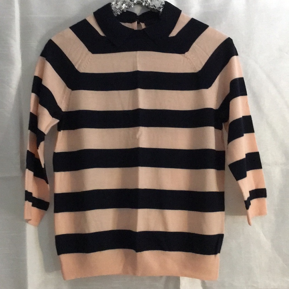 J. Crew Collared, Dark Navy & Pink Stripe Shirt